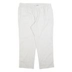 Womens Relaxed Fit White Linen Blend Trousers W38 L28 Comfortable Casual Elastic