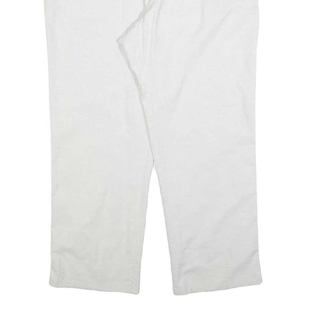 Womens Relaxed Fit White Linen Blend Trousers W38 L28 Comfortable Casual Elastic