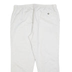 Womens Relaxed Fit White Linen Blend Trousers W38 L28 Comfortable Casual Elastic