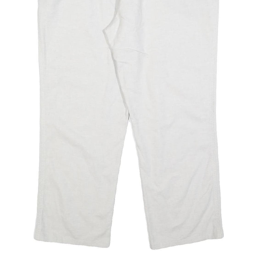 Womens Relaxed Fit White Linen Blend Trousers W38 L28 Comfortable Casual Elastic