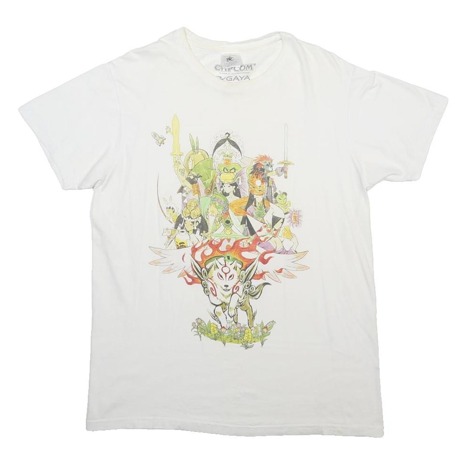 B&C COLLECTION Mens White Graphic T-Shirt L Short Sleeve Crew Neck Cotton Blend
