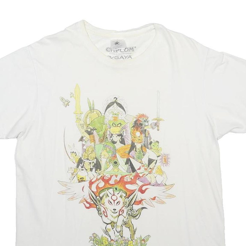 B&C COLLECTION Mens White Graphic T-Shirt L Short Sleeve Crew Neck Cotton Blend