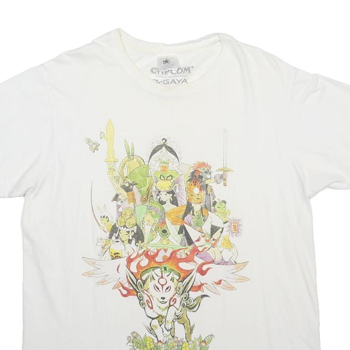 B&C COLLECTION Mens White Graphic T-Shirt L Short Sleeve Crew Neck Cotton Blend