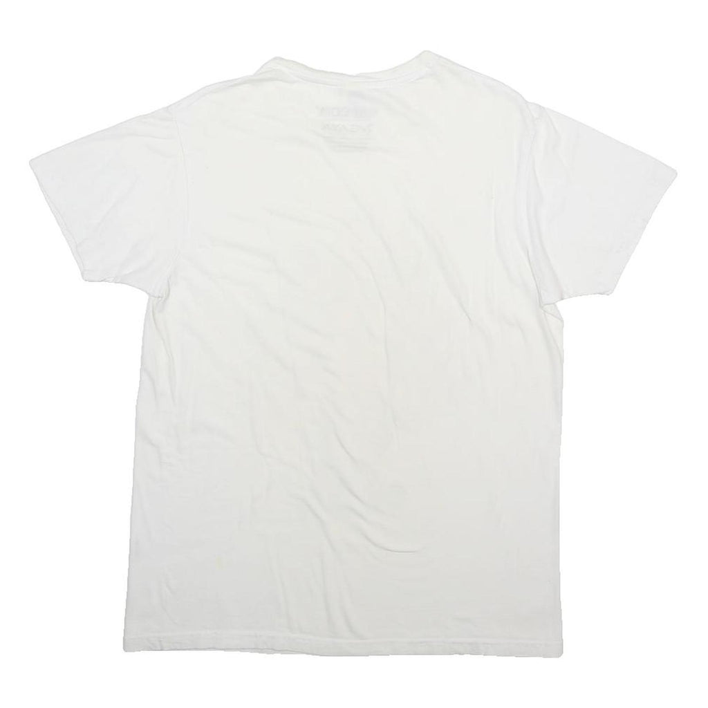 B&C COLLECTION Mens White Graphic T-Shirt L Short Sleeve Crew Neck Cotton Blend