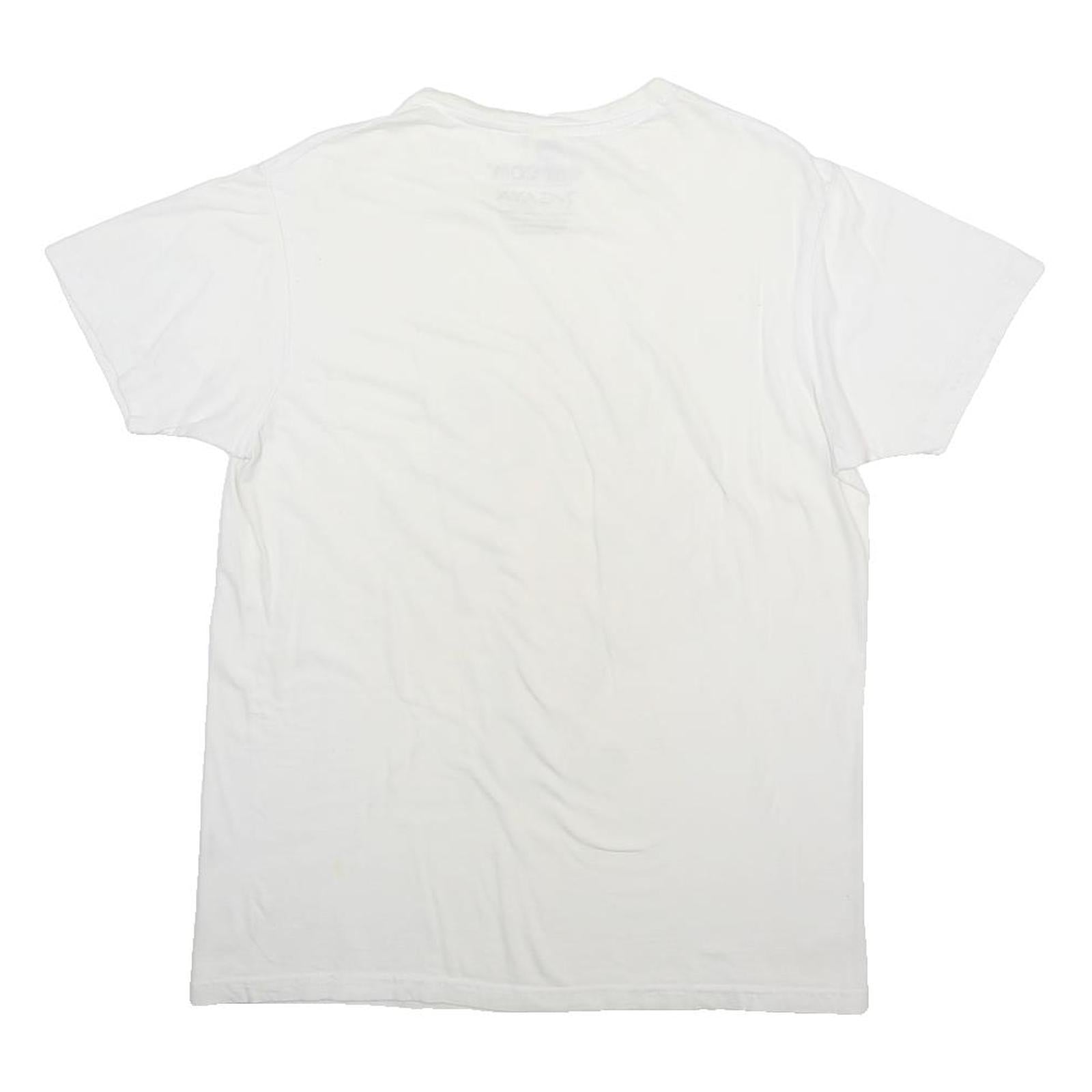 B&C COLLECTION Mens White Graphic T-Shirt L Short Sleeve Crew Neck Cotton Blend