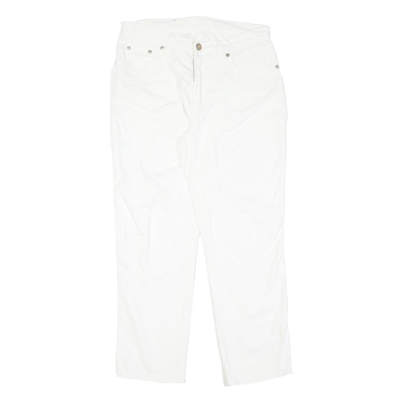 TRUSSARDI Womens White Regular Fit Straight Denim Jeans Cotton Blend Zip W30 L25