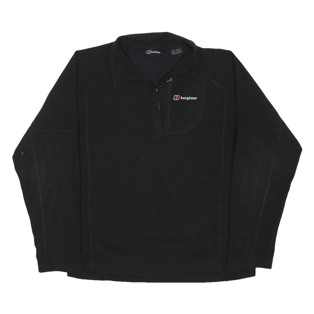 BERGHAUS Mens Black Outdoor Pullover Plain Crew Neck Basic Knit S Zip Up Fleece