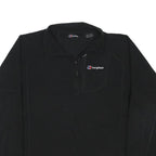 BERGHAUS Mens Black Outdoor Pullover Plain Crew Neck Basic Knit S Zip Up Fleece
