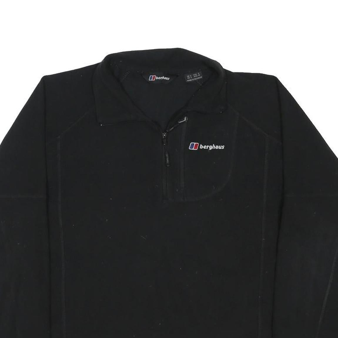 BERGHAUS Mens Black Outdoor Pullover Plain Crew Neck Basic Knit S Zip Up Fleece