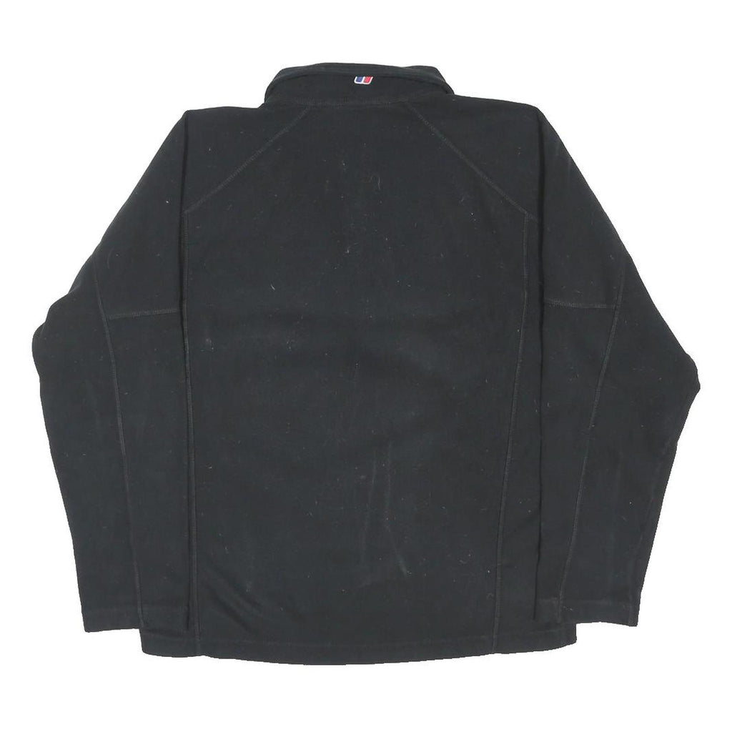 BERGHAUS Mens Black Outdoor Pullover Plain Crew Neck Basic Knit S Zip Up Fleece