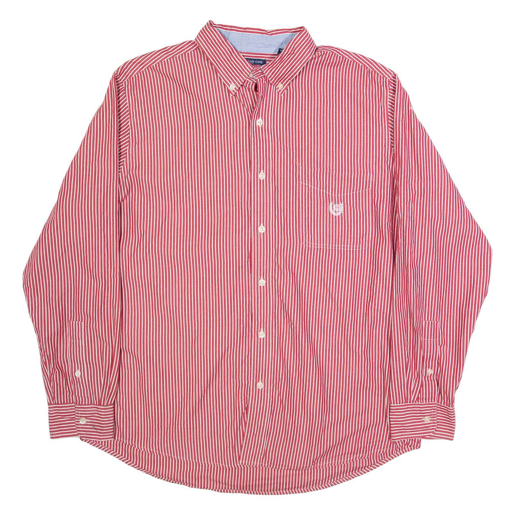 CHAPS Mens Shirt Red Striped Long Sleeve L