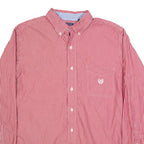 CHAPS Mens Shirt Red Striped Long Sleeve L