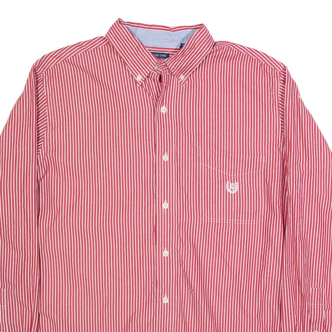 CHAPS Mens Shirt Red Striped Long Sleeve L
