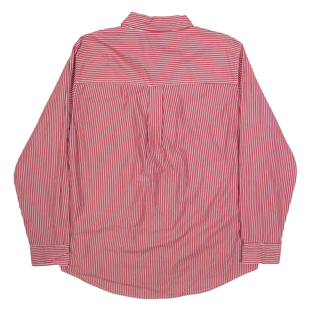 CHAPS Mens Shirt Red Striped Long Sleeve L