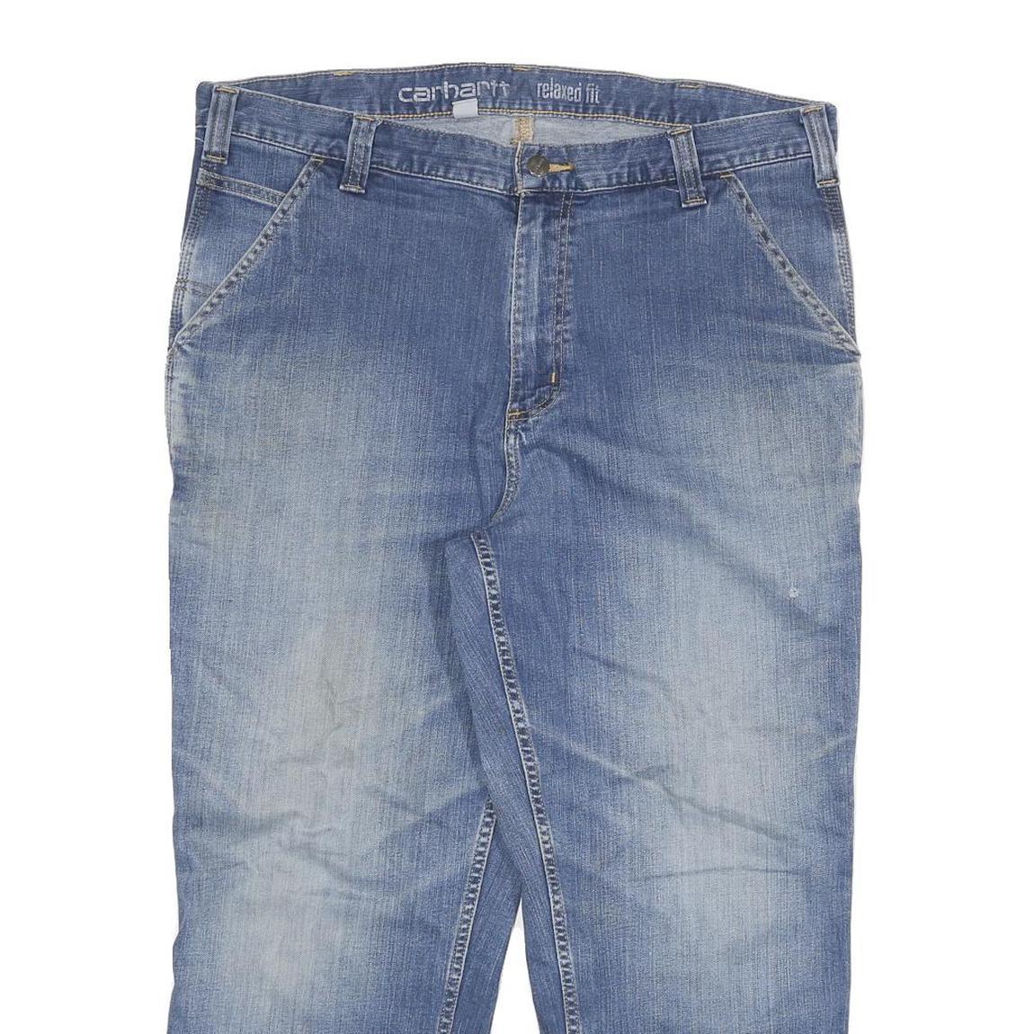 CARHARTT Mens Relaxed Fit Blue Denim Relaxed Jeans W36 L26 Workwear Zip Closure