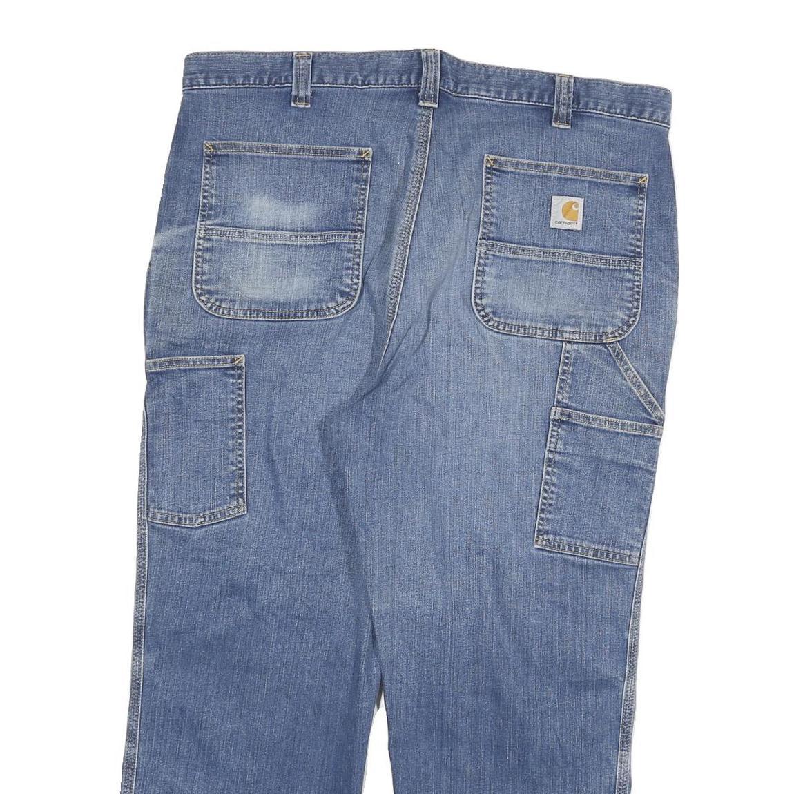 CARHARTT Mens Relaxed Fit Blue Denim Relaxed Jeans W36 L26 Workwear Zip Closure