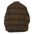 Mens Brown Black Striped Button Cotton Blend Shirt Jacket M Casual Comfortable