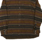 Mens Brown Black Striped Button Cotton Blend Shirt Jacket M Casual Comfortable
