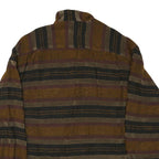 Mens Brown Black Striped Button Cotton Blend Shirt Jacket M Casual Comfortable