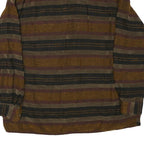 Mens Brown Black Striped Button Cotton Blend Shirt Jacket M Casual Comfortable