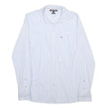TOMMY HILFIGER Womens White Blue Stripe Shirt UK 8 Cotton Blend Long Sleeve