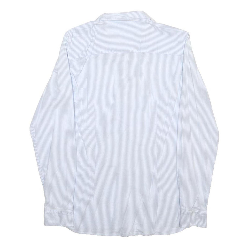 TOMMY HILFIGER Womens White Blue Stripe Shirt UK 8 Cotton Blend Long Sleeve