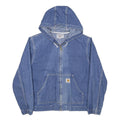 CARHARTT WIP Mens Blue Denim Hooded Jacket M Cotton Zip Up Stand-Up Collar