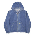 CARHARTT WIP Mens Blue Denim Hooded Jacket M Cotton Zip Up Stand-Up Collar