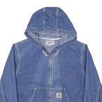 CARHARTT WIP Mens Blue Denim Hooded Jacket M Cotton Zip Up Stand-Up Collar