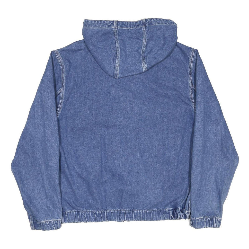 CARHARTT WIP Mens Blue Denim Hooded Jacket M Cotton Zip Up Stand-Up Collar