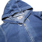 CARHARTT WIP Mens Blue Denim Hooded Jacket M Cotton Zip Up Stand-Up Collar