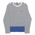 TOMMY HILFIGER Womens Navy & White Striped Plain Crew Neck Basic Knit Jumper L