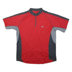 TRESPASS Mens Red & Grey Athletic T-Shirt XL Short Sleeve 1/4 Zip Sports Top