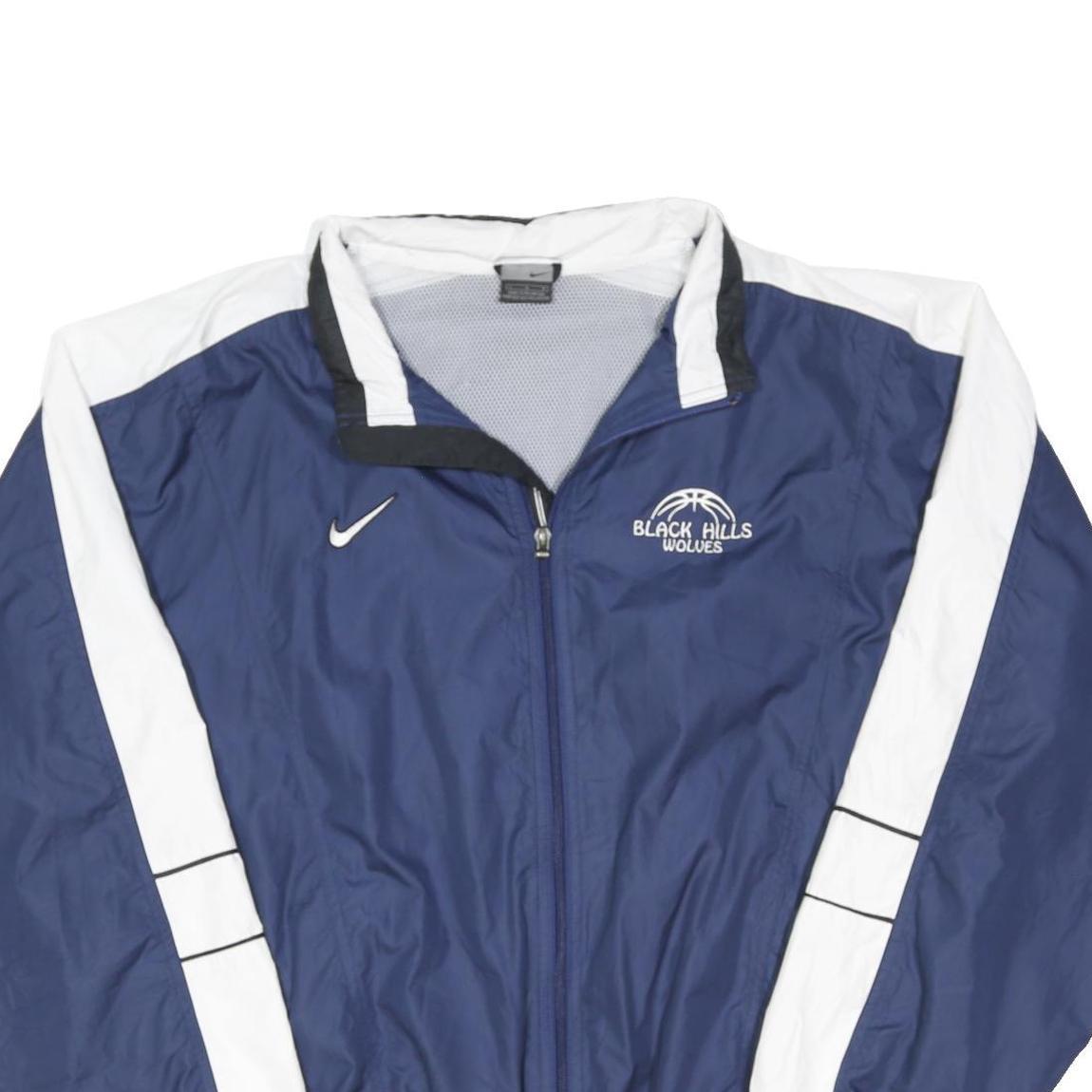 NIKE Mens Blue & White Black Hills Wolves Sports Zip Jacket L Polyester Blend