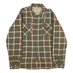 WRANGLER Mens Green & Brown Checked Jacket L Cotton Blend Button Closure