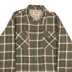 WRANGLER Mens Green & Brown Checked Jacket L Cotton Blend Button Closure