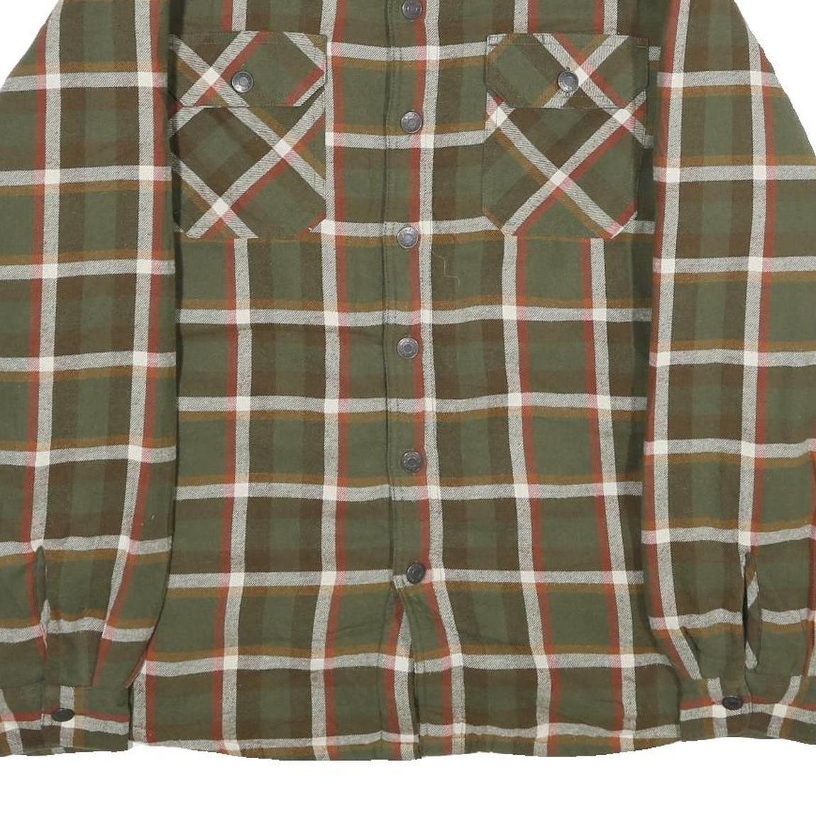 WRANGLER Mens Green & Brown Checked Jacket L Cotton Blend Button Closure