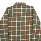 WRANGLER Mens Green & Brown Checked Jacket L Cotton Blend Button Closure