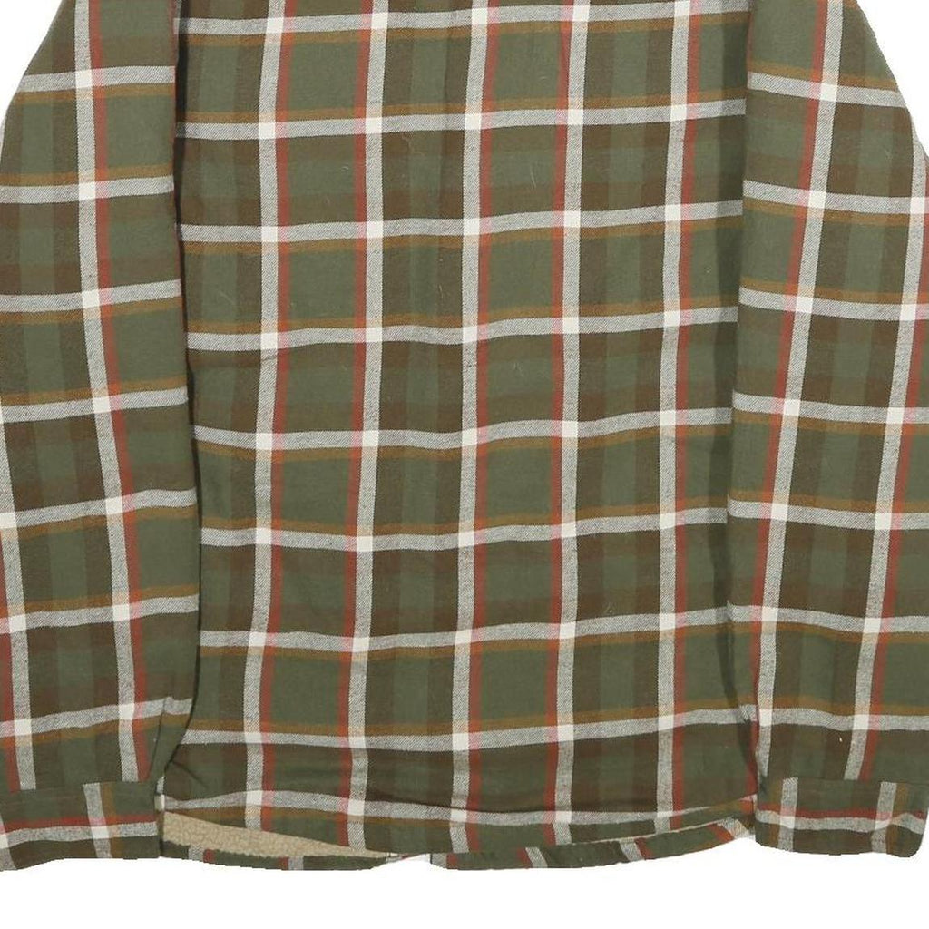WRANGLER Mens Green & Brown Checked Jacket L Cotton Blend Button Closure