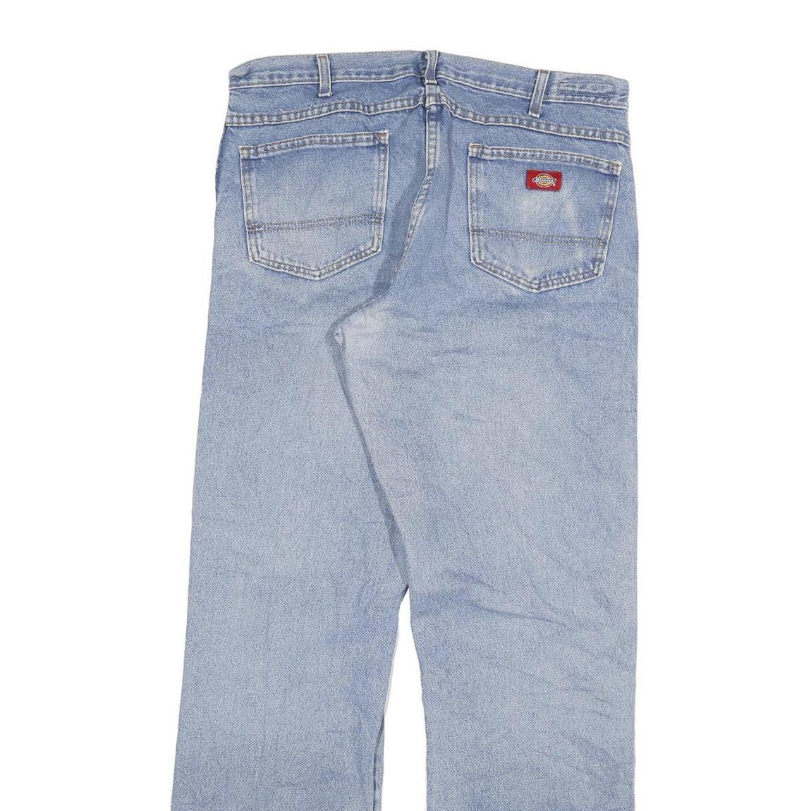 DICKIES Mens Jeans Blue Regular Straight Denim Light W34 L34 Casual Workwear