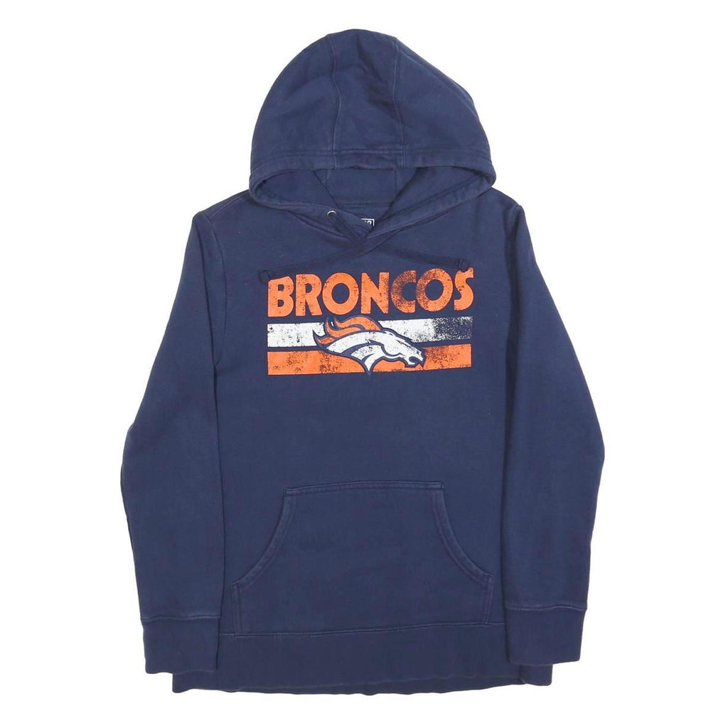 FANATICS Womens Navy Blue Broncos Pullover Hoodie M Cotton Blend Casual