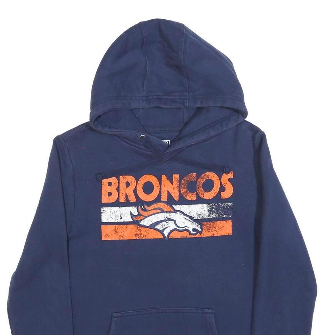FANATICS Womens Navy Blue Broncos Pullover Hoodie M Cotton Blend Casual