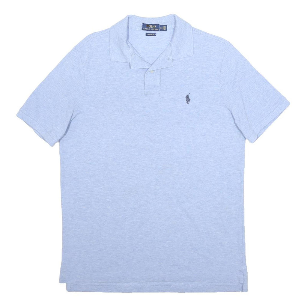 POLO RALPH LAUREN Mens Light Blue Short Sleeve Plain M Cotton Polo Shirt Classic