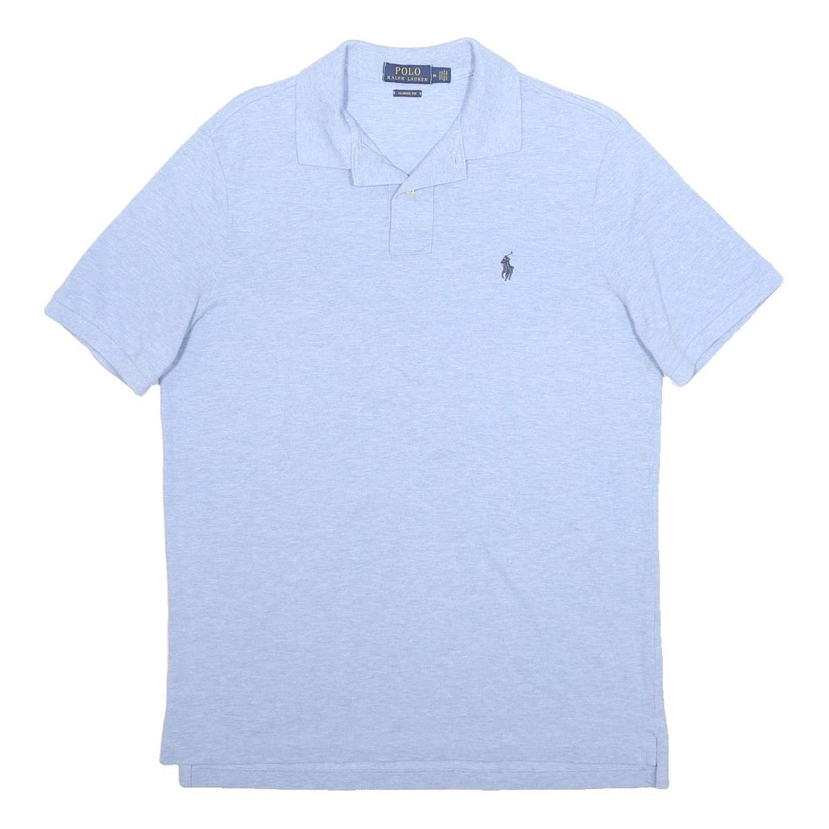 POLO RALPH LAUREN Mens Light Blue Short Sleeve Plain M Cotton Polo Shirt Classic