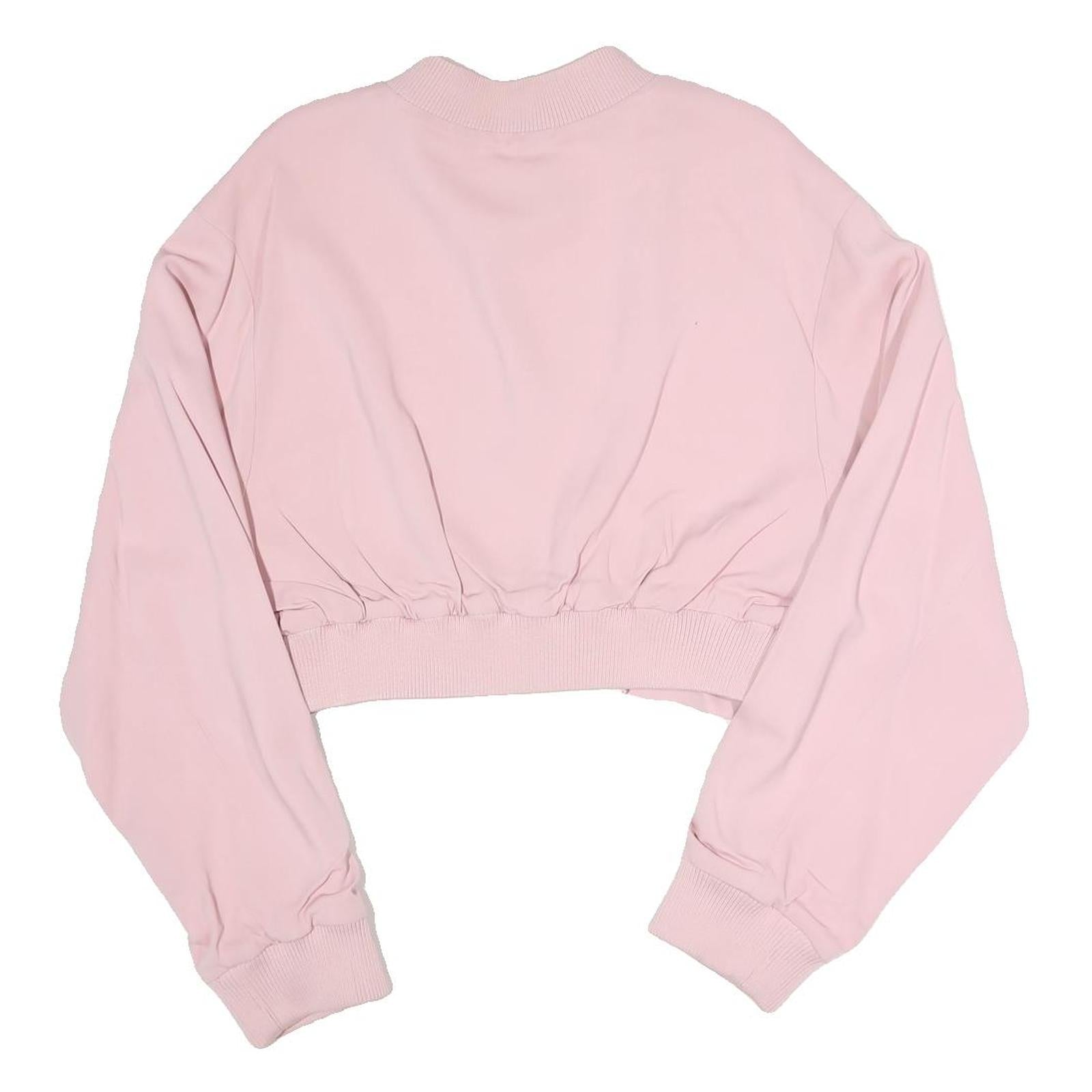 PINKO Womens Pink Bomber Jacket S Polyester Blend Plain Zip Casual Cropped