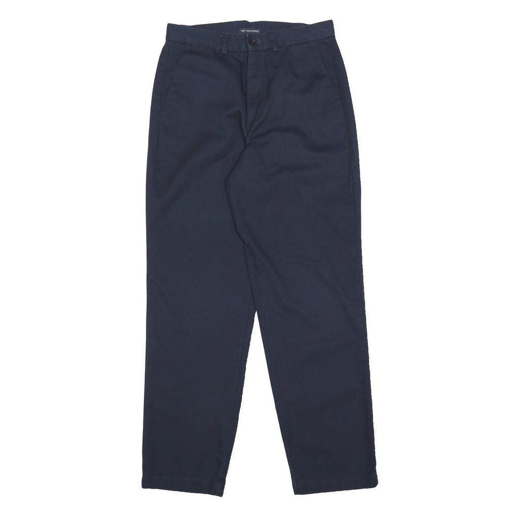 DOCKERS Womens Navy Cotton Regular Straight Trousers W26 L28 Classic Zip Pocket