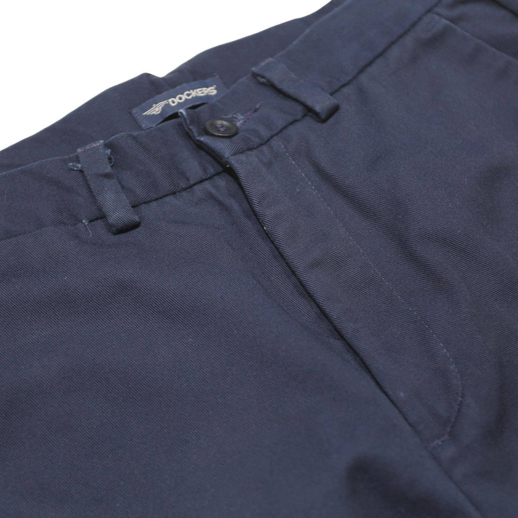 DOCKERS Womens Navy Cotton Regular Straight Trousers W26 L28 Classic Zip Pocket