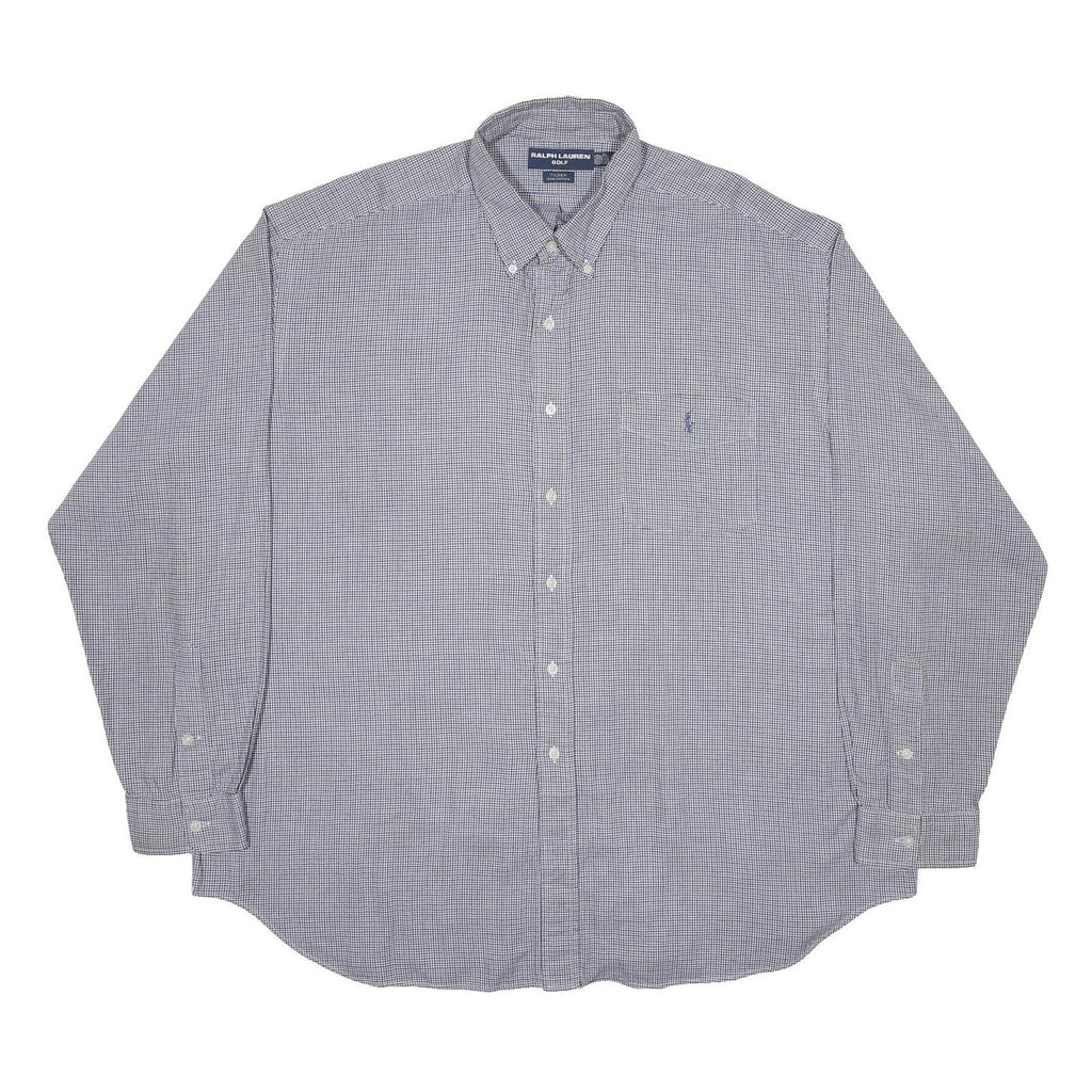RALPH LAUREN Mens Blue & White Checked Shirt 2XL Cotton Long Sleeve Button Down