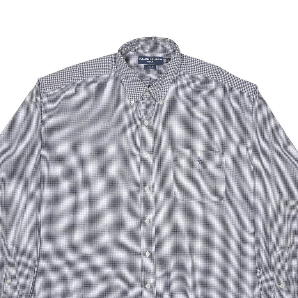 RALPH LAUREN Mens Blue & White Checked Shirt 2XL Cotton Long Sleeve Button Down