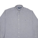 RALPH LAUREN Mens Blue & White Checked Shirt 2XL Cotton Long Sleeve Button Down